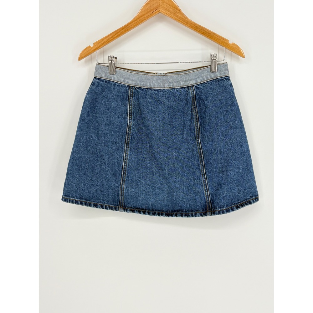BDG Urban Outfitters Two Tone Denim Mini Skirt Size 6 Colorblock Button Front - Picture 5 of 9